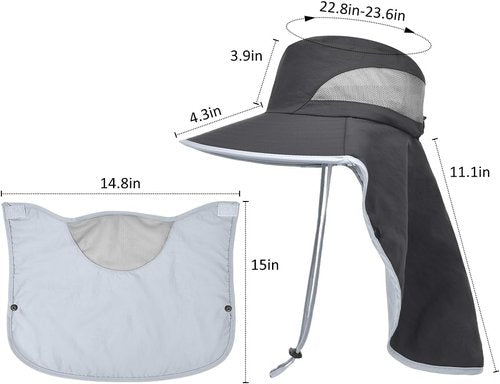 LCZTN Sun Protection Cap - UPF 50+ Wide Brim Fishing Hat with Face & Neck Flap