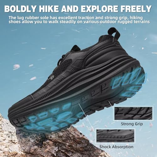 OrthoComfoot Women's Orthopedic Trail Running Shoes Black W1-7 Arch Support for Plantar Fasciitis