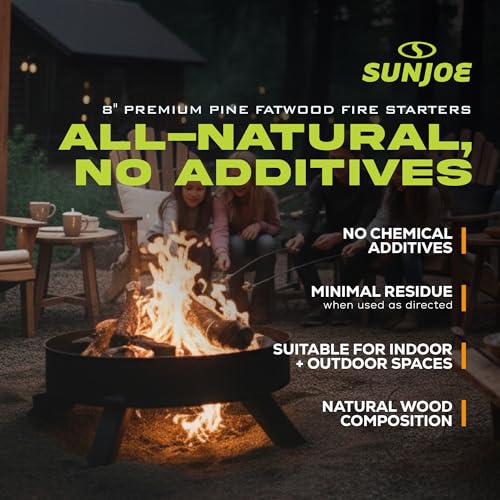 Sun Joe 40 lb Fatwood Fire Starter Sticks - All-Natural Pine for Indoor & Outdoor Fires