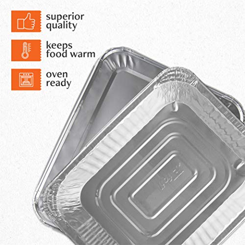 Disposable 9x13 Aluminum Foil Pans with Lids - 25 Sets, Half Size