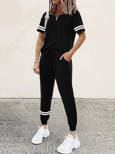 Women's Summer Lounge Sets - Medium Black 2 Piece Outfit for 2026