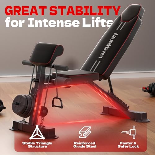 Black Adjustable Foldable Weight Bench for Full Body Home Gym - 660LBS Capacity
