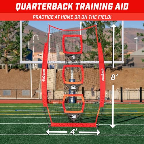 GoSports 8 x 4 ft Football Throwing Target Net - Red Practice Aid