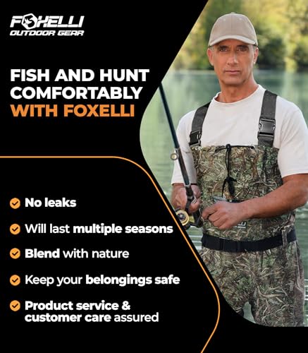 Foxelli Waterproof Camo Chest Waders for Hunting & Fishing - 10 / Camo