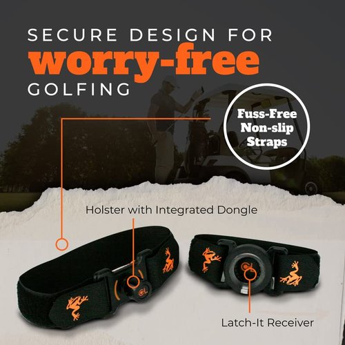 Frogger Golf Magnetic Rangefinder Holder for Carts & Push Carts Latch It Technology, Non Slip Straps, Adjustable Range Finder Mount Strap with Strong Magnets Golf Course Accessories