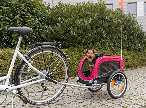 TRIXIE Small Dog Bike Trailer for Bicycles - Up to 33 lbs, Quick Fold & Set-Up, Red