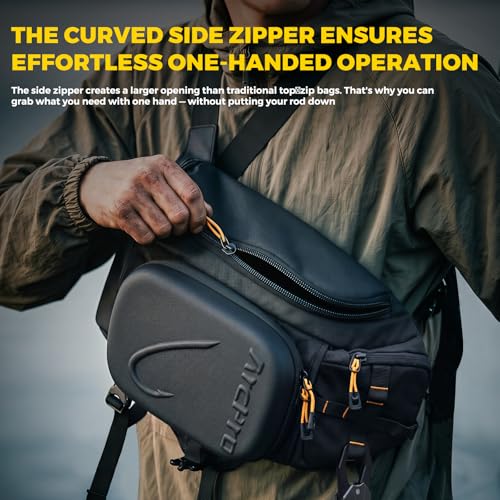 Fishing Sling Pack with Foldable Workstation Water-Resistant Tackle Bag for Saltwater & Freshwater