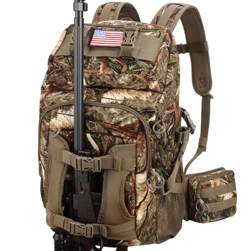 Men's Camo Hunting Backpack with Rifle & Bow Carry - Stealth Reed Camouflage