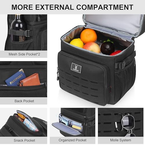 Black Insulated Double Deck Cooler Backpack for 36 Cans - Leakproof & Large Capacity