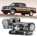 1999-2007 GMC Sierra Headlight Assembly Black Housing 4PCS Compatible with Models