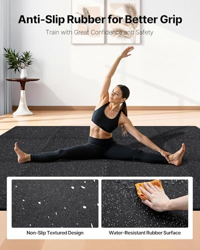 VEVOR Interlocking Rubber & EVA Foam Gym Floor Tiles 48 sq ft Black & White