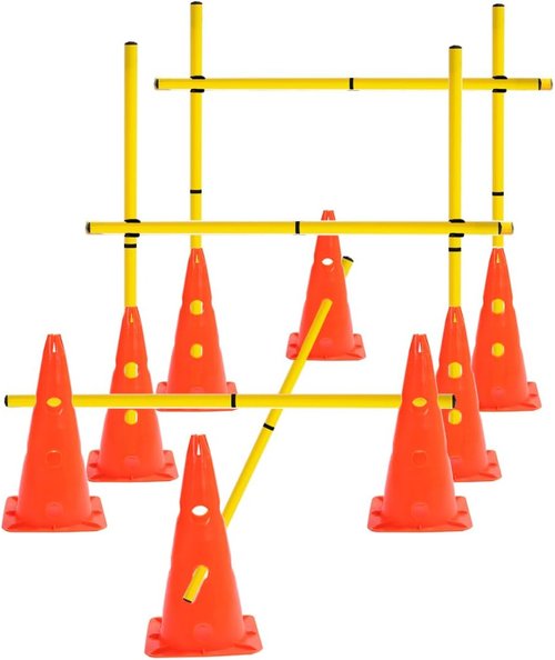 Agility Poles - Detachable Speed Training Set with 8 Cones & 12 Poles for Enhanced Performance