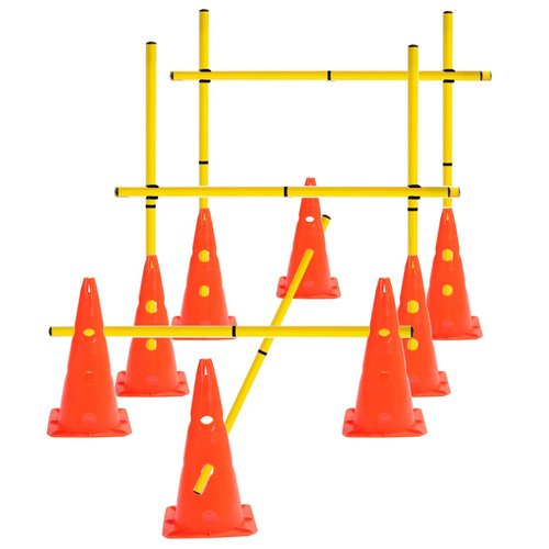 ASENVER Speed Agility Hurdles Cone Set Detachable Agility Training Poles Set 8 Training Cones and 12 Agility Poles
