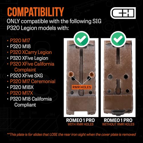 C+H Precision Optics Adapter Plate for SIG P320 Legion with Glock Dovetail, RMR/SRO & Holosun Compatibility