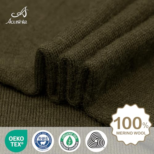 Green Merino Wool Neck Gaiter for Men & Women Winter Ski Face Mask Scarf