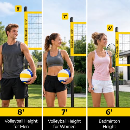 A11N SPORTS Outdoor Volleyball & Badminton Set Yellow - Adjustable Net & Carry Bag
