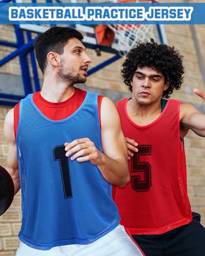 Suhine 48 Adult Sports Pinnies - Colorful Team Training Vests for Soccer