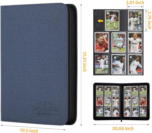Blue Trading Card Binder with 540 Side Loading Pockets - 9 Pocket Album for Collectibles