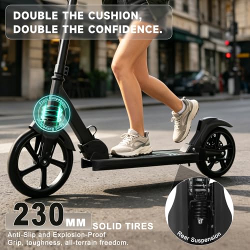 Nattork Black Adult & Teen Kick Scooter 240lbs Capacity with Dual Brakes & Adjustable Handlebar