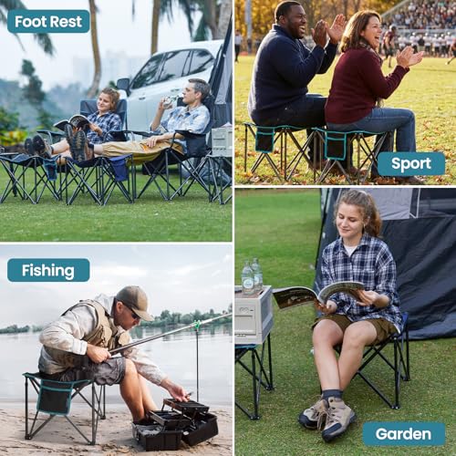 FUNDANGO Blue 2-Pack Padded Camping Stools 18.1in Support 440Lbs Foldable