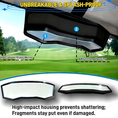 Black Racing Style Rear View Mirror for Golf Carts - Universal Fit, 360° Adjustable