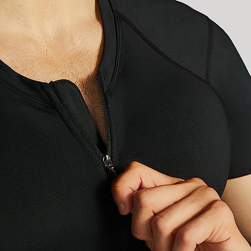 Tommie Copper Men's X-Large Short Sleeve Compression Shirt with Front Zipper - Black