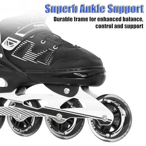 MammyGol Adult Inline Skates Black XXL Men9.5-12 Women10.5-13 Adjustable Beginner