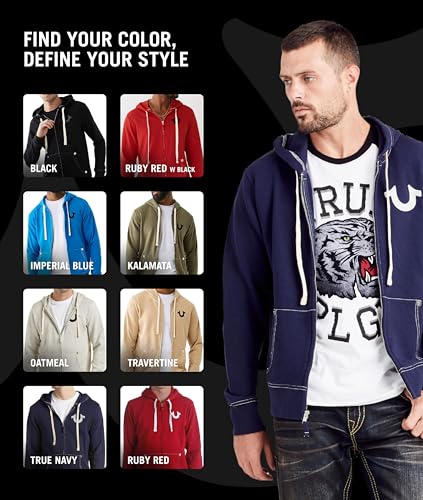 Men's Buddha Logo Zip Hoodie - Large Black Casual Sweatshirt