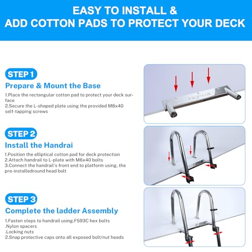 Marine-Grade Stainless Steel Telescoping Boat Ladder - 4 Step, 600LBS Capacity