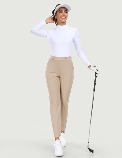IUGA Stretchy Work Pants - Women's 7/8 Ankle Golf Pants | Pull-On Business Casual with Pockets