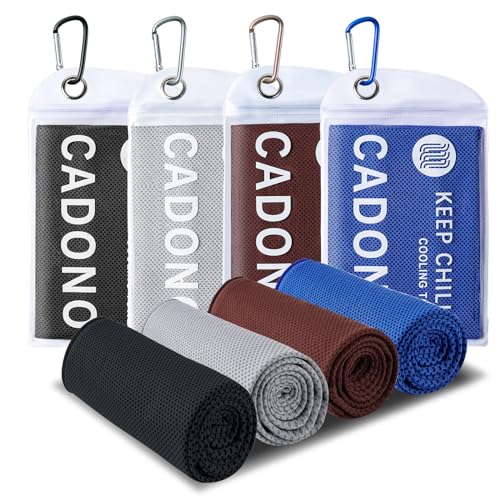 Cooling Towel 4 Pack - Black Deep Blue Deep Grey Brown 40x12 Inches Soft Breathable Ice Towel
