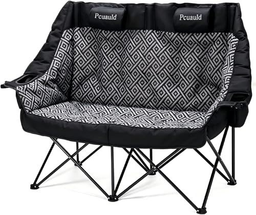 Heavy Duty Double Camping Chair with Padded Seats & Cup Holders for Outdoor Travel