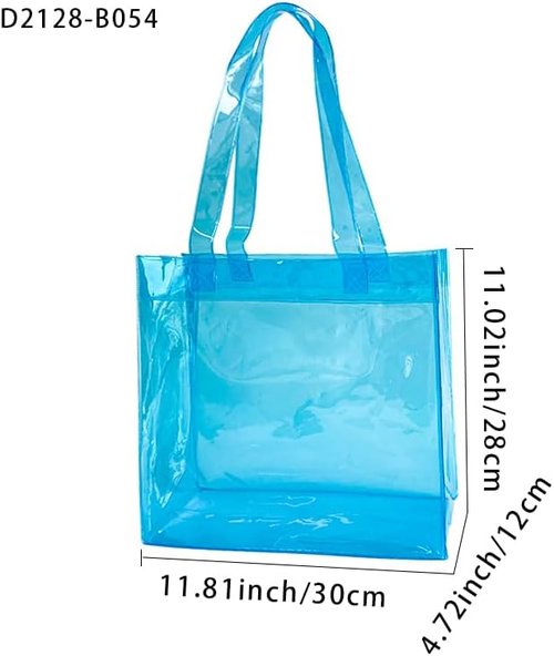 1pcs Waterproof Large Transparent Pvc Shopping Clear Tote Bag with Handles Beach Bags for Work Beach Sports