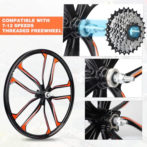 ZUKKA 24 Inch Magnesium Alloy Bike Wheel Set - Lightweight Compatible with Mountain & Folding Bikes
