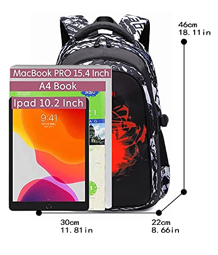 Kids School Backpack with Camo Design, Waterproof, Grey, Medium