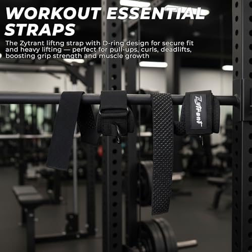 Heavy Duty Weightlifting Straps with Cuffed D Ring - Black, Comfortable Support