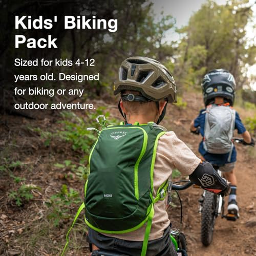 Osprey Moki Kids' Bike Hydration Pack - Green Canopy, 1.5L Reservoir, Kids 4-12