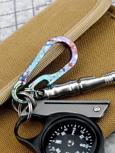 Teal Titanium Carabiner Keychain Clip 2.6 Inch Heavy Duty Outdoor Key Holder
