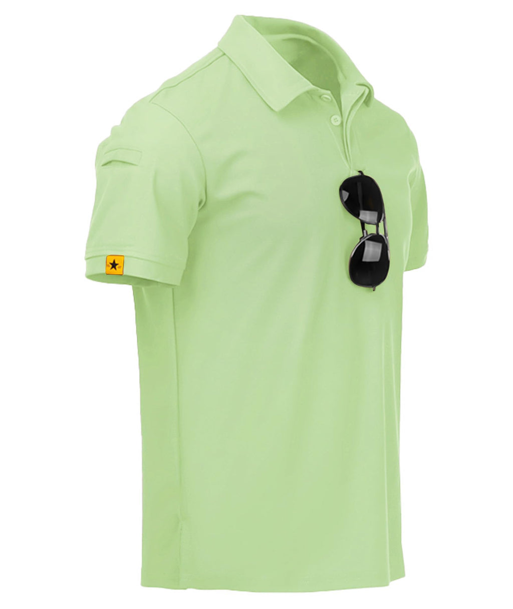 ZITY Mens Polo Shirt Short Sleeve Sports Tactical T-Shirt Athletic Golf Polos Daily Casual Stylish Collared Shirts for Men Light Green XX-Large