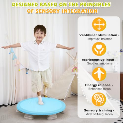 Mini Trampoline for Kids - Bounce Board with Non-Slip Base - Blue - Safe Indoor Play