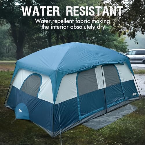 Portal 8-Person Blue Instant Cabin Tent with Rainfly & Large Mesh Windows