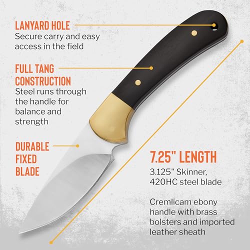 Hunting Skinning Knife with Sheath - Fixed Blade, 3-1/8" Stainless Steel
