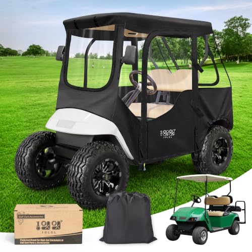10L0L Black Golf Cart Enclosure for EZGO TXT & RXV 2 Passenger, 59-Inch Roof