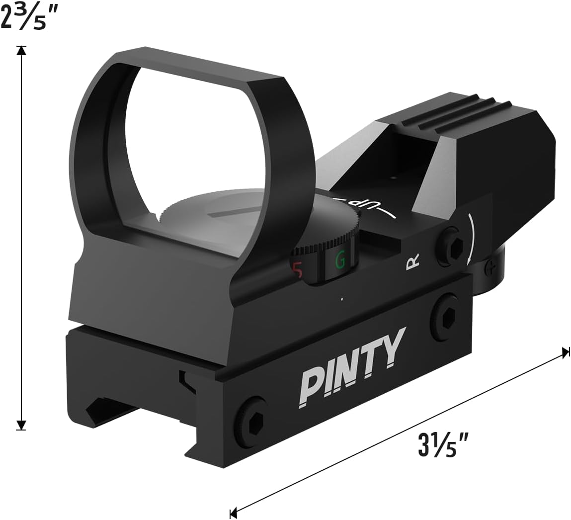 PINTY Red Dot Sight - Reflex Sight with Red/Green Dot & Multiple Reticles for Pistol/Rifle