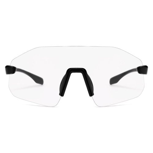 SOJOS Running Sunglasses for Women Man, Lightweight TR90 Frameless UV400 Protection Wrap Around Sport Goggles, Clear Lens, SJ2352