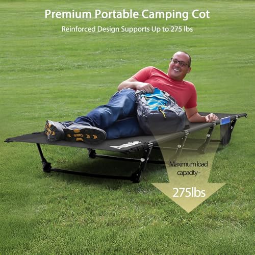 Lightweight Camping Cot with 275 Lb Support, Portable Bed for Hiking & Outdoors