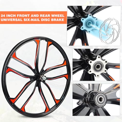 ZUKKA 24 Inch Magnesium Alloy Bike Wheel Set - Lightweight Compatible with Mountain & Folding Bikes