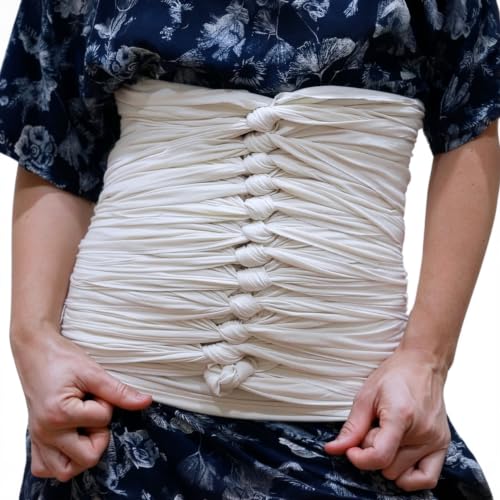 SageAbay Off White Bengkung Belly Binding Wrap - Postpartum Support, Organic Cotton