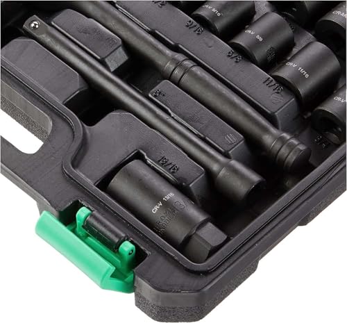 Amazon Basics 46-Piece 3/8-Inch Drive Socket Set with Storage Case, 13.1 x 9.7 x 3 in