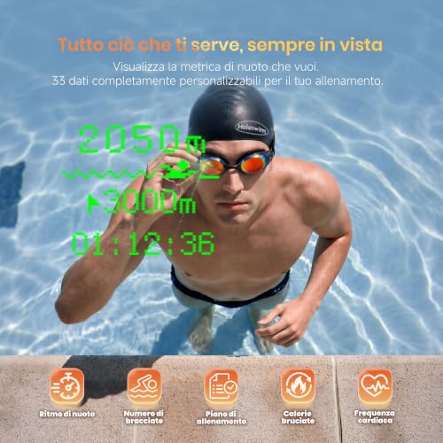 Holoswim Pro AR Smart Swim Goggles with Display, GPS & Data Tracking